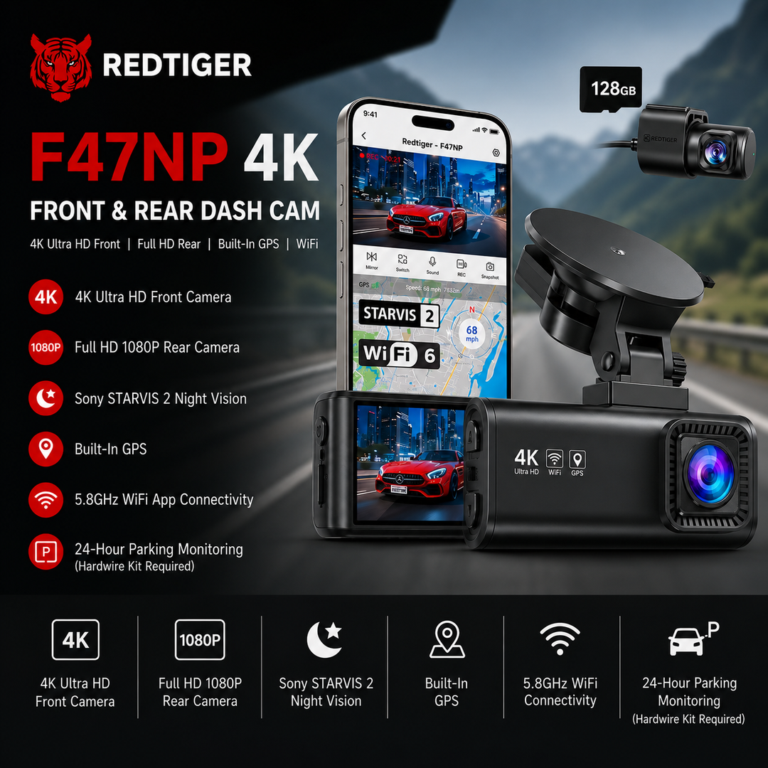 REDTIGER F7NP 4K Front & Rear Dash Camera