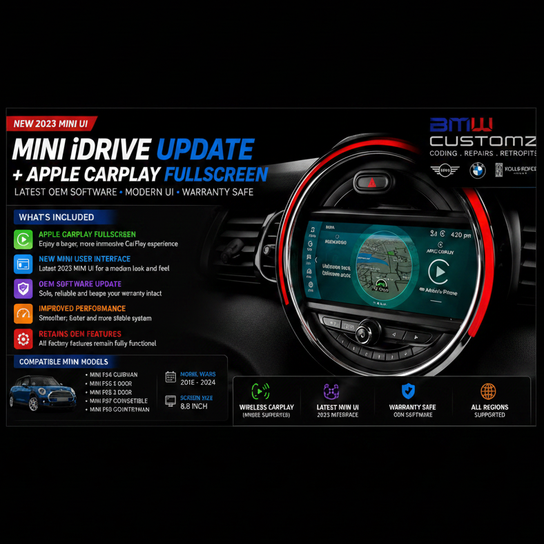 MINI iDrive6 Flash with Fullscreen Apple CarPlay